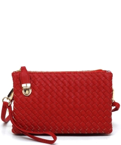 Fashion Woven Clutch Crossbody Bag WU112 RED